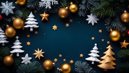 Obraz na płótnie Canvas Christmas background with decorations and copy space.
