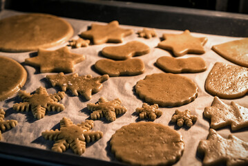 Homemade gingerbread cookies in the oven