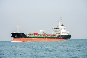 Oil Crude Gas Tanker Ship, Cargo container Ship offshore mooring at Ocean Bay Petroleum Chemical export import transportation and logistics, Oil leak from Ship, industrial petroleum products Vessel
