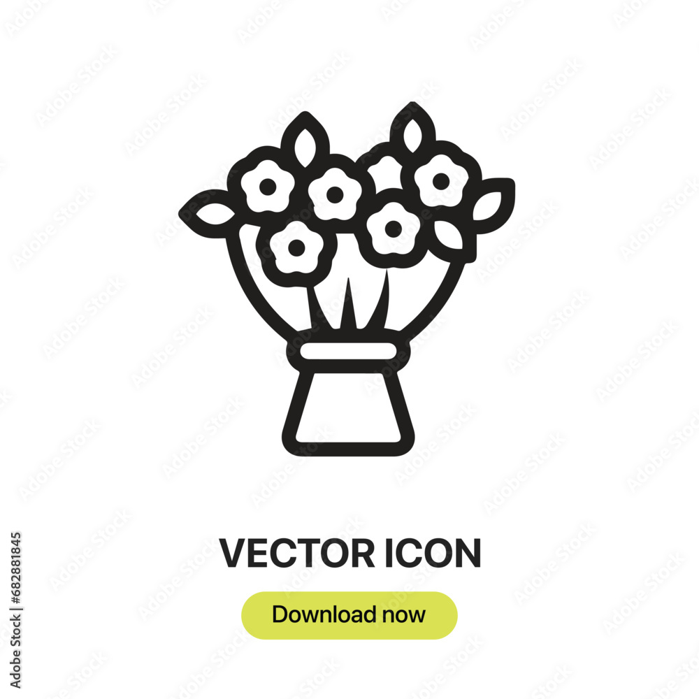 Aufkleber Flower icon vector. Linear-style sign for mobile concept and web design. Flower symbol illustration. Pixel vector graphics - Vector.	
