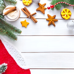 christmas card with christmas decorations