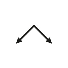 Double ended corner arrow. Acute angle. Folded in half dual sided arrow.