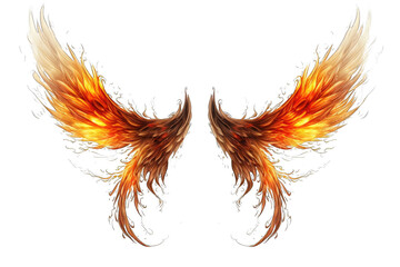 fire wings burn PNG isolated on white transparent background - obrazy, fototapety, plakaty