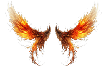 fire wings burn PNG isolated on white transparent background