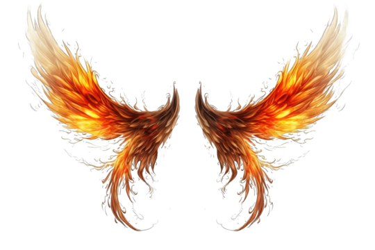 fire wings burn PNG isolated on white transparent background