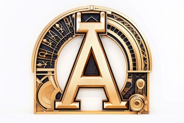letter a, art deco style, on white background