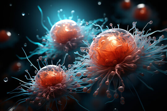 Concept of cancer cell attacking body cell