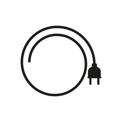 Electrical power plug with a long round wire. Vector illustration.