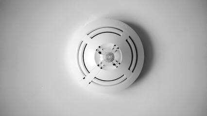 Fire alarm on a ceiling black and white
