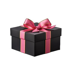 Obraz premium pink gift box with tape PNG isolated on white transparent background