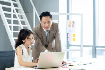 Confident Boss Gives Instructions to Secretary in Office