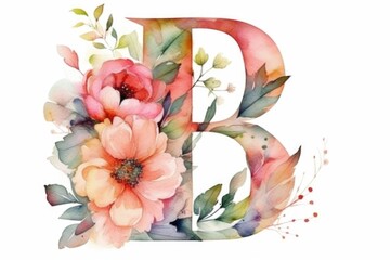letter b, watercolor style, on white background