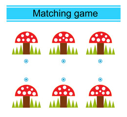 Matching game for kids. Find the correct pattern of the mushroom and match.