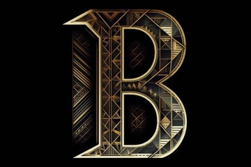 letter b, geometric patterns style, on black background