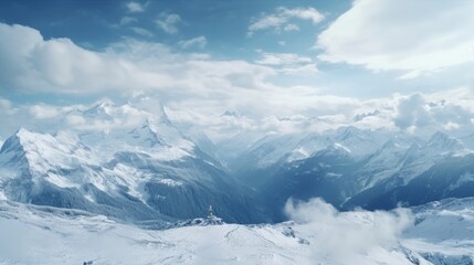 Obraz premium Great high mountains are covered with snow