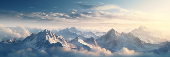 Great high mountains are covered with snow - obrazy, fototapety, plakaty