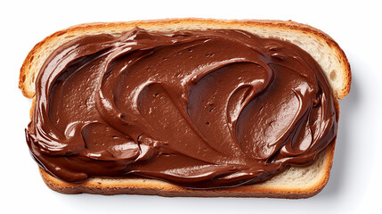 Chocolate spread on toast isolated on white background. Made with generative ai - obrazy, fototapety, plakaty