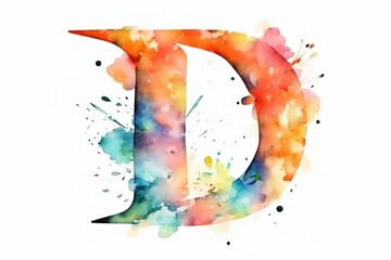 letter d, watercolor style, on white background - obrazy, fototapety, plakaty