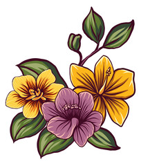 Fototapeta premium elements for design with hand-drawn flowers, for your compositions, packaging design, textiles, lantern, paper, dishes