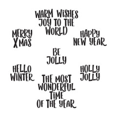 Handdrawn lettering. Christmas and New Year card design elements.