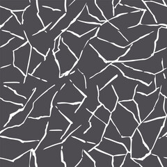 Cracks imitation , seamless pattern for fabric, black on white. Handdrawn pattern