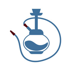 Hookah in blue color, stylized flat illustration. Shisha vector icon.