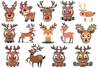 Fototapeta premium Set of Christmas Reindeer Vector Bundle, Vector Design