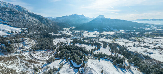 Winter am Jochpass im Oberallgäu zwischen Bad Hindelang und dem Oberjoch an der Deutschen...