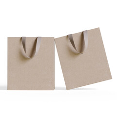 Shopping bag with brown color realistic paper texture isolated on white background illustration 3D rendering