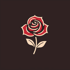 Simple graphic of Rose flower. Flat clean cartoon 2D illustration style
