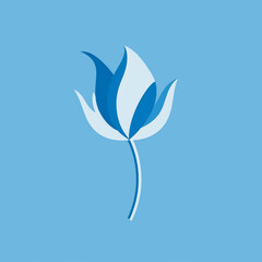 Fototapeta na wymiar Simple graphic of blue tulip flower. Flat clean cartoon 2D illustration style