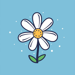 Simple graphic of Daisy flower. Flat clean cartoon 2D illustration style