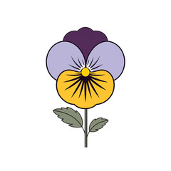 Simple graphic of Pansy flower. Flat clean cartoon 2D illustration style
