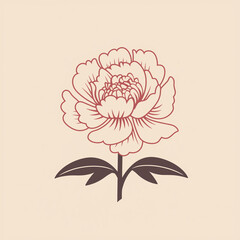Simple graphic of Peony flower. Flat clean cartoon 2D illustration style