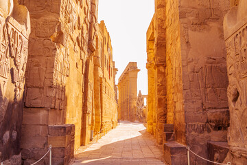 Ancient Luxor Temple at sunset. Details. - obrazy, fototapety, plakaty