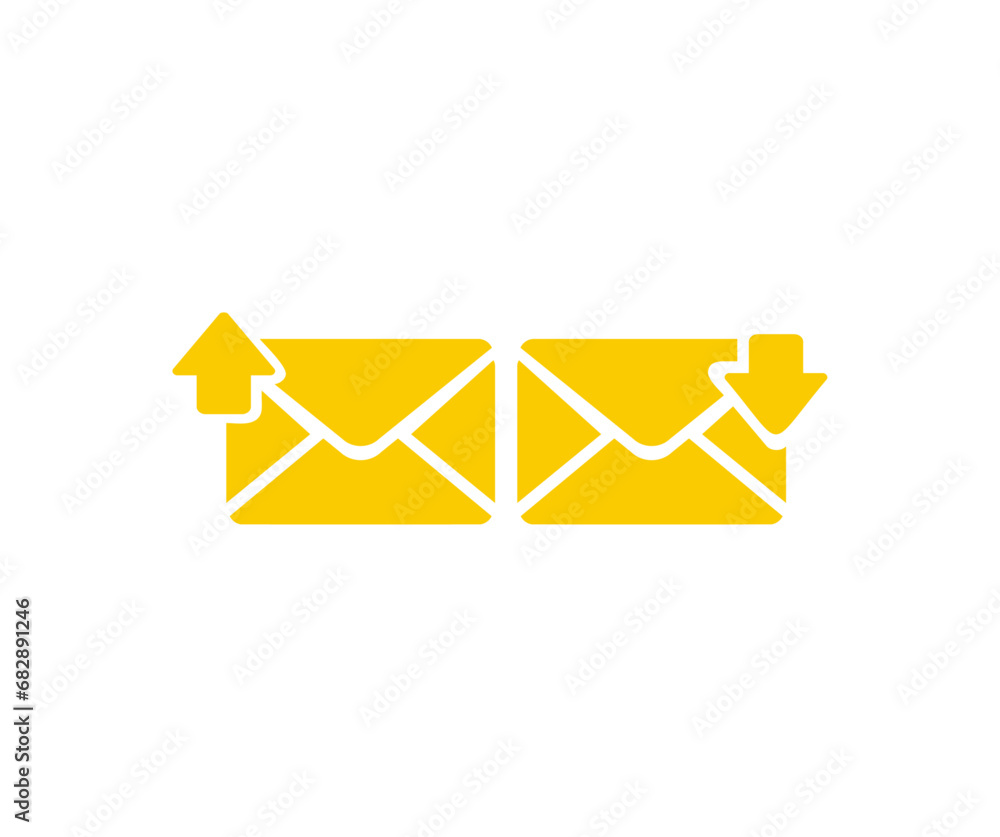 Poster mail send and receive icon. closed and open envelopes with letters message simple vector design and 