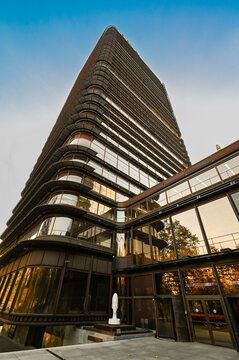 Madrid, Spain, Nov 18, 2023, BBVA bank logo on the emblematic Castellana 81 tower, formerly known as Torre del Banco Bilbao. High quality photo