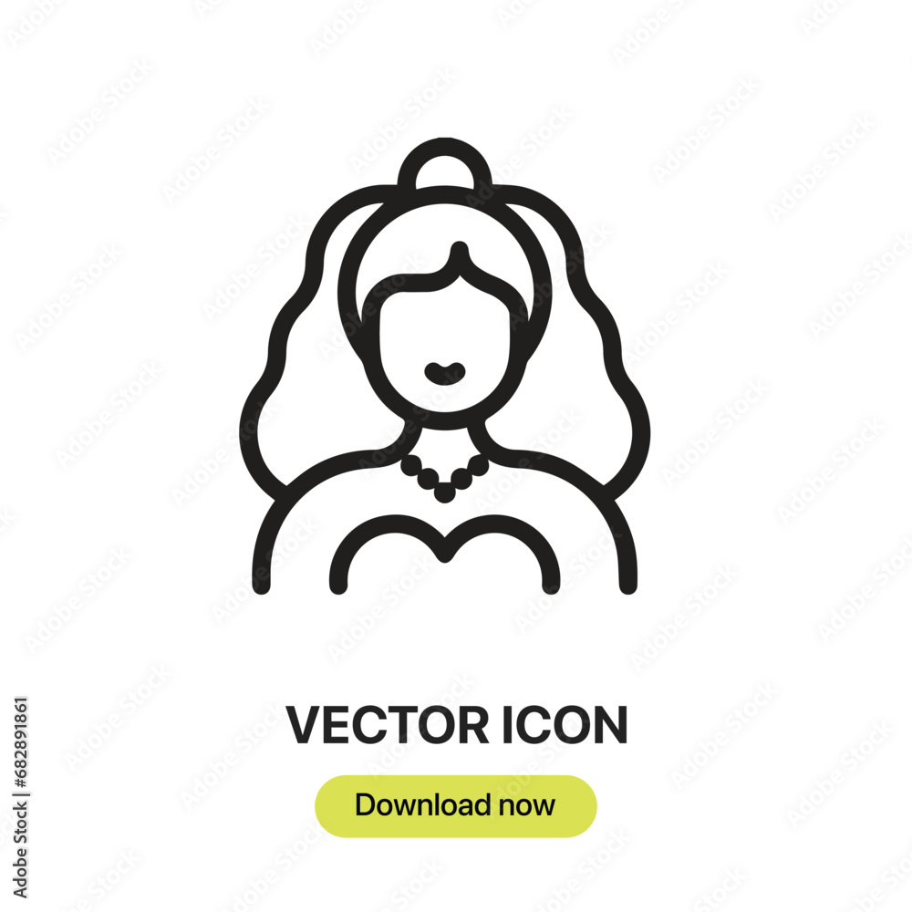 Poster bride icon vector. linear-style sign for mobile concept and web design. bride symbol illustration. p