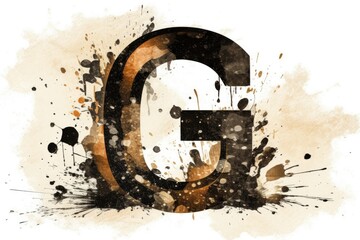 letter g, grunge style, on white background