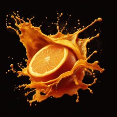 orange and orange splash on black