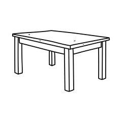 A hand-drawn cartoon doodle sketch of a wooden table on a white background.