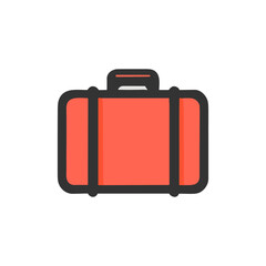 Suitcase, luggage icon. Portfolio, education, learning, business, traveling symbol, vintage baggage. Flat vector illustration, EPS 10.
