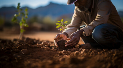 Young plants are bred and planted with the help of Ki, AI generated