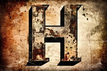 letter h, grunge style, on white background