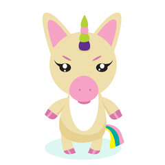 Cute vector flat Halloween character. Baby unicorn.