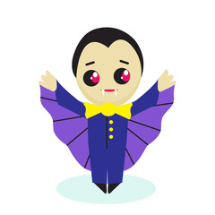 Fototapeta premium Cute vector flat Halloween character. Baby Dracula.