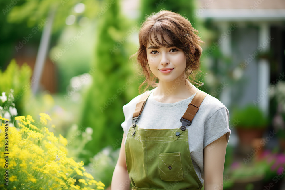 Canvas Prints Excited farmer gardener person working in greenhouse Generative AI earth day