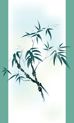 Vector of brush effect bamboo. Turquoise colour bamboo with colour background.
