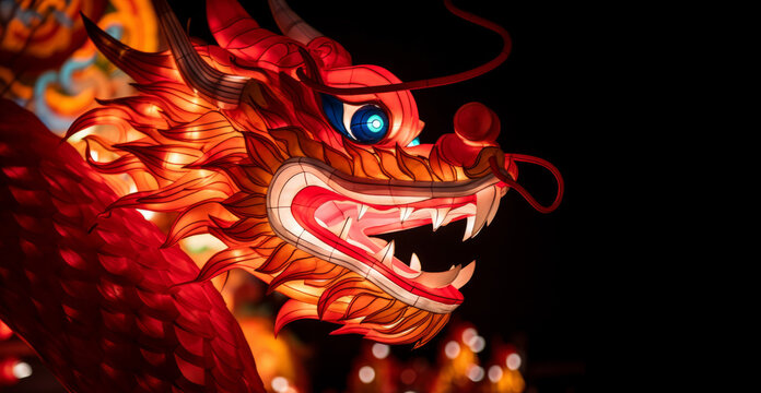 Chinese new year dragon illuminated dragon sculpture for a chinese new year parade