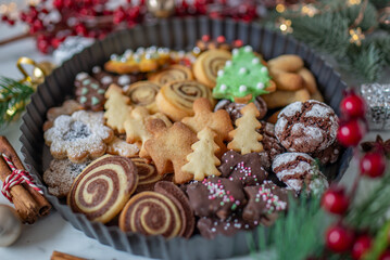 Homemade ginger cookies with colorful glaze
